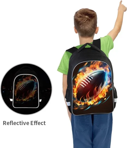 Vista 3 de Mochila de fútbol para la escuela, genial para niños adolescentes, A
