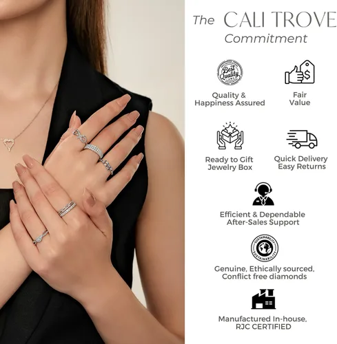 Vista 6 de Cali Trove Diamond Double Heart Necklace For Women 120 Ct Natural Diamonds 10KT White, Rose, Yellow Gold 18 Inch Chain Necklace Minimalist