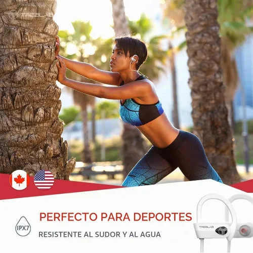 Vista 4 de Auriculares con Bluetooth de Treblab XR500, mejores auriculares inalámbrico para deportes, correr o el gimnasio. Versión actualizada 2017.