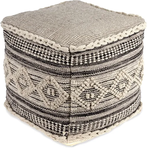 Vista 18 de REDEARTH · Puf otomano acolchado con relleno, textura de almacenamiento, cubo de granos, puf, reposapiés para sala de estar, dormitorio, guardería