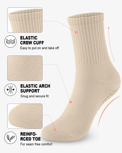 Vista 2 de 6 pares de calcetines de pilates antideslizantes para mujer, calcetines atléticos de yoga para barre ballet, descalzo, entrenamiento, hospital