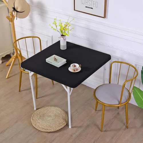 Vista 16 de JISEN Mantel redondo elástico de licra para cóctel ajustado, con tapa de mesa, 18-22 pulgadas, A-Negro
