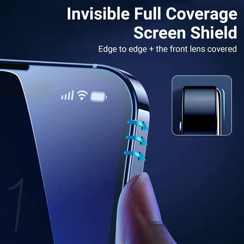 Vista 5 de UltraGlass TOP 9H+ - Protector de pantalla de vidrio para iPhone 14 [grado militar inastillable y más duradero] Protector de pantalla completa 14