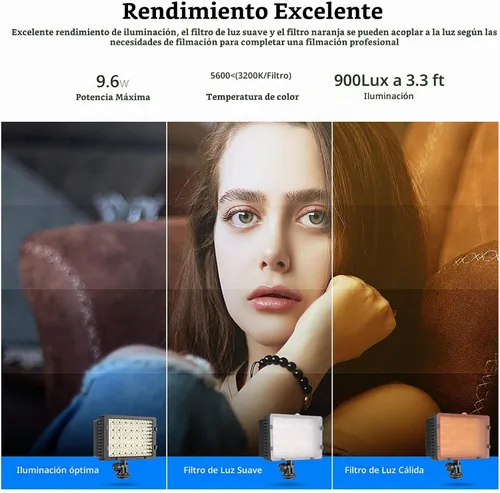 Vista 2 de Foco para cámaras, de la marca Neewer, de 160 LED, alta potencia y regulable