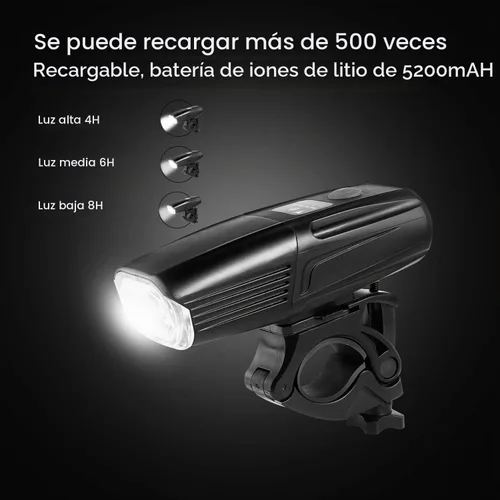 Vista 8 de Yosky Juego de luces de bicicleta recargables USB – 1000 lúmenes inteligentes para faros delanteros y traseros – Luz de bicicleta súper brillante