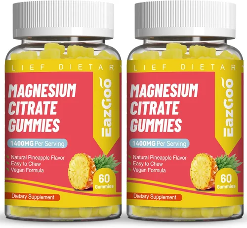 Vista 9 de Gomitas de citrato de magnesio de 1400 mg, gomitas de magnesio de alta absorción para adultos, suplemento de goma de magnesio extra fuerte