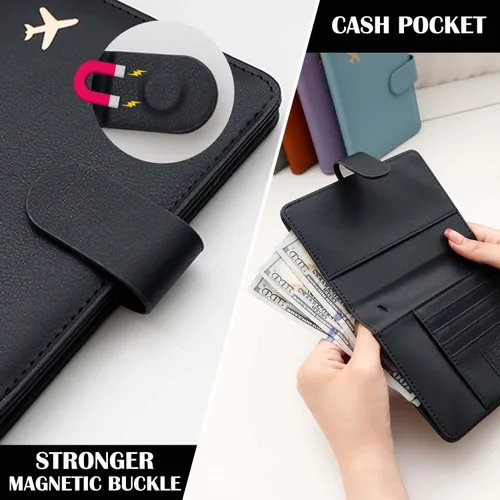 Vista 6 de Melsbrinna Rfid - Soporte para pasaporte para mujeres y hombres, juego de etiqueta de maleta de viaje, bonita cartera de pasaporte con ranuras