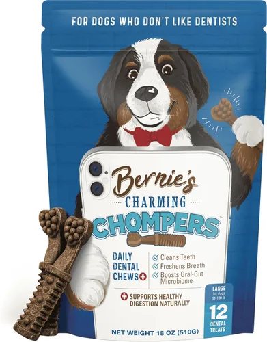 Vista 11 de Bernie's Charming Chompers - Masticables dentales diarios para perros de 15 a 25 libras. - 30 unidades - Limpia los dientes, refresca el aliento +