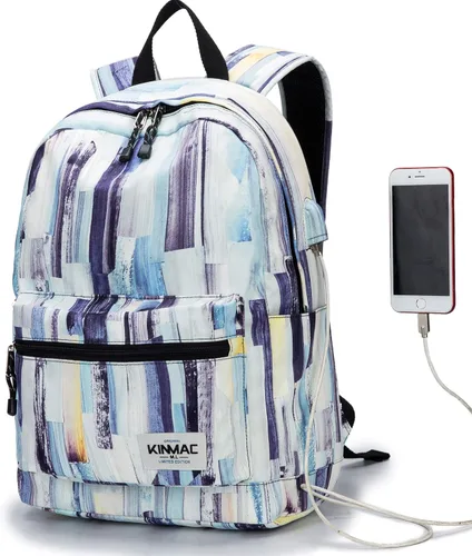 Vista 18 de Kinmac Mochila resistente al agua para laptop con puerto de carga USB para laptop de hasta 15.6 pulgadas (bordado)