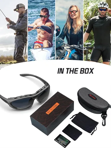 Vista 6 de BEACOOL Gafas de sol deportivas polarizadas para hombres, mujeres, jóvenes, motociclismo, seguridad, conducción, equitación, gafas militares, gafas