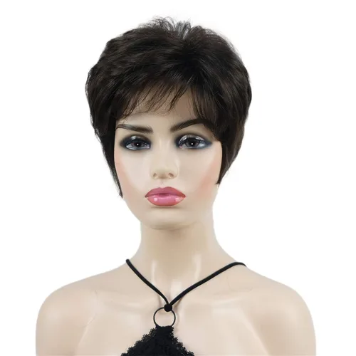 Vista 10 de Wiginway corto rizado pelucas sintéticas con flequillo pelo premium natural moda pelucas para señora mujeres #101