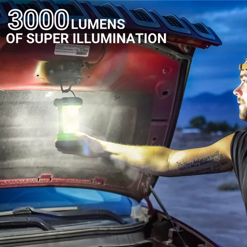 Vista 7 de elesall Linterna de campamento, linterna LED recargable de 3000 lúmenes, 5 modos de luz, linterna impermeable COB, luz de campamento para cortes