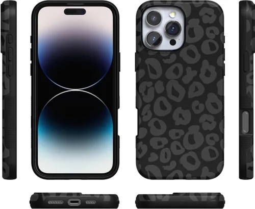 Vista 8 de Casely - Funda protectora para iPhone 16 Pro, diseño Into the Wild, leopardo negro, colección Bold, compatible con MagSafe