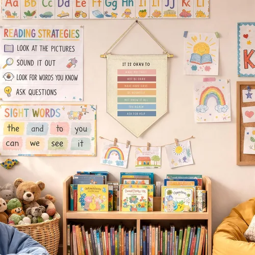 Vista 3 de Está Bien Cometer Errores - Banner de Educación en Salud Mental - Lona de Afirmaciones Positivas y Citas Decorativas para Maestros, Niños