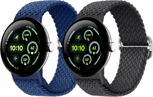 Vista 16 de Correas trenzadas Solo Loop compatibles con Google Pixel Watch 4, 3, 2, 1 de 1.61 pulgadas/1.77 pulgadas, correas elásticas ajustables de nailon