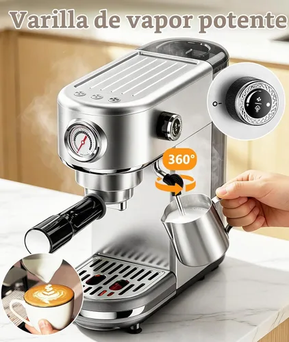 Vista 6 de atatix Máquina de café expreso con espumador de leche, cafetera de espresso a presión de 20 bar