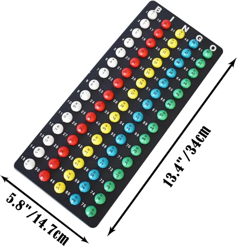Vista 7 de Yuanhe Juego de Bingo de Lujo - Incluye Jaula Rotatoria de Metal de 8" con Bolsa de Almacenamiento Grande, 1000 Fichas Coloridas, 100 Tarjetas
