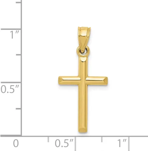Vista 3 de Colgante de cruz de oro amarillo de 10 quilates pequeño 1 pulgada 0945in x 0472in Regalos de joyería para mujeres esposa mamá regalos