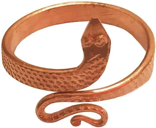 Vista 2 de Anillo Tamba Naag ajustable energizado de cobre puro marrón para unisex