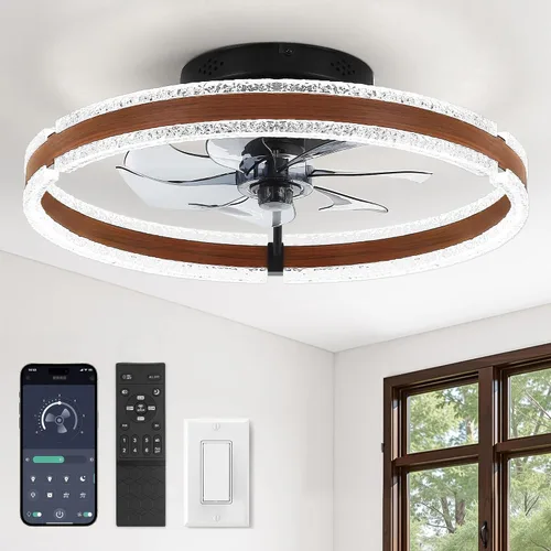 Vista 23 de LEDIARY Ventiladores de techo de perfil bajo con luces, ventilador de techo moderno de montaje al ras y control remoto, ventiladores de techo LED
