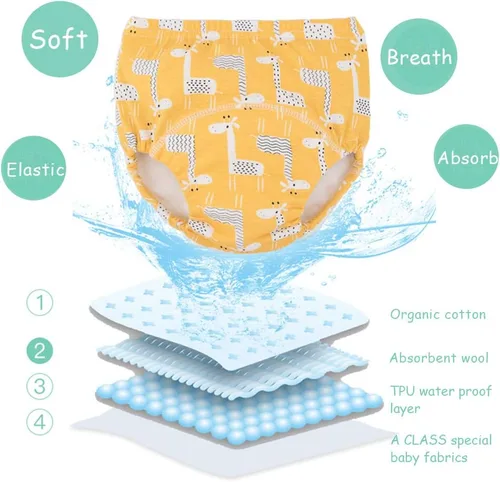 Vista 6 de U0U Pantalones de entrenamiento de algodón para bebés, ropa interior de entrenamiento para niños y niñas