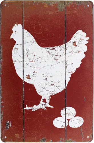 Vista 3 de Funny Chicken Metal Sign Aluminum Wall Plaque, 11.81 x 7.87 Inches (Farm Fresh Eggs)