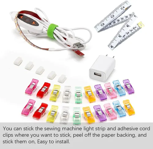 Vista 6 de Tira de luz para máquina de coser, tira de luz LED adhesiva de 11.8 pulgadas, tira de luz decorativa regulable de varios niveles, lámpara de costura