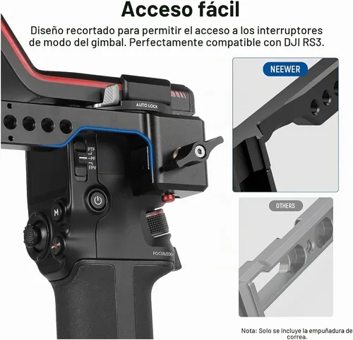 Vista 5 de NEEWER Mango de agarre de correa ajustable compatible con DJI Ronin RS4 RS3 Mini RS 3 Pro RS 2 RSC 2 estabilizador de cardán para disparos de ángulo