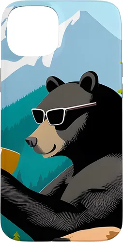 Vista 9 de iPhone 16 Bear Enjoying A Coffee Case
