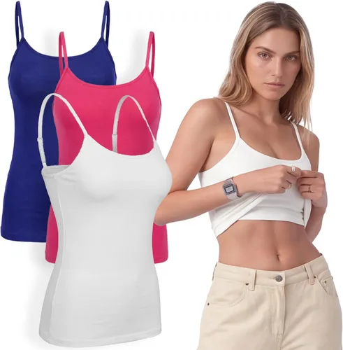 Vista 87 de Emmalise Camiseta de mujer con brasier integrado, soporte de tela sin varillas, camisola corta