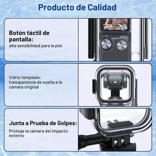 Vista 4 de Carcasa impermeable para DJI Osmo Pocket 3, pantalla táctil subacuática buceo carcasa protectora impermeable hasta 164.0 ft/164/ft con soporte