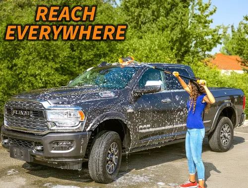 Vista 3 de Kit de cepillo de lavado para coche y RV con mango extensible largo de 48-144 Car, Truck Washing Kit with Microfiber Car Mop, Soft Washing Brush