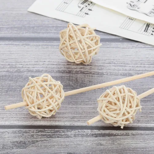 Vista 2 de DECHOUS 30 bolas pequeñas de ratán, bolas decorativas para centros de mesa, rellenos de cuencos de mimbre de 1.18 pulgadas, accesorios