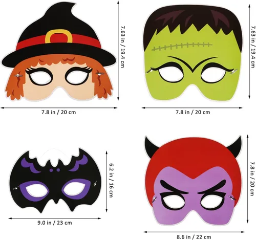Vista 5 de PRETYZOOM Máscaras de Halloween, 9 unidades, máscaras de papel para adultos, banda elástica ajustable, máscara ligera para festivales, fiestas
