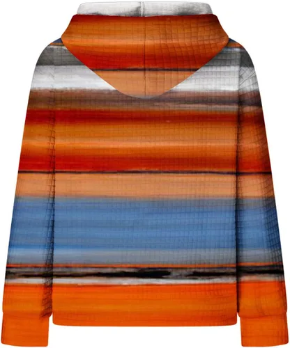 Vista 5 de Sudaderas con capucha para mujer, casual, de manga larga, con cordón de gofre, sudadera suelta con bolsillo, ropa de otoño, 2_Blanco