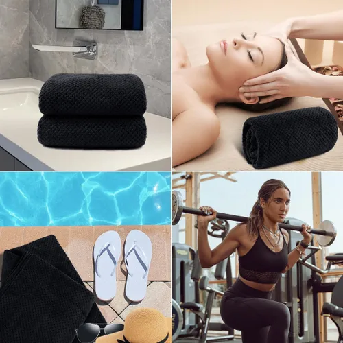 Vista 6 de HOMEXCEL Paquete de 2 Toallas de Baño, (27 x 54 Pulgadas) Juego de Toallas de Baño de Microfibra Ultra Suaves Altamente Absorbentes, Toallas Ligeras