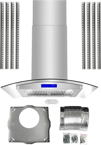 Vista 7 de COSMO COS-668ICS750 30 pulgadas Lumin Collection 380 CFM Campana extractora para isla con conductos, controles de toque suave, luces LED, acero