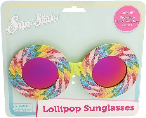 Vista 4 de Sun-Staches Gafas de sol de piruleta arcoíris Traje de fiesta o accesorio de disfraz UV 400 Talla única
