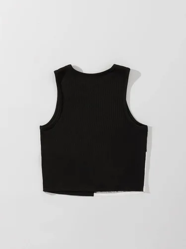 Vista 2 de Verdusa Camiseta sin mangas con cuello redondo y acanalado para mujer