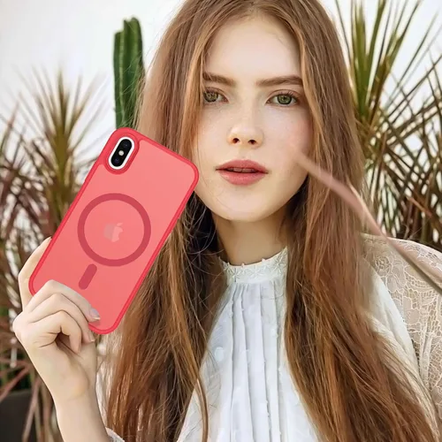 Vista 418 de Anuck - Funda magnética para iPhone 11 compatible con MagSafe, carcasa trasera mate translúcida dura, borde de TPU, delgada, resistente a impactos