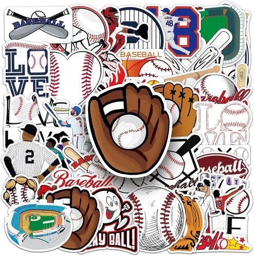 Vista 6 de 50 calcomanías de béisbol, calcomanías de vinilo impermeables para decoración deportiva para laptop, teléfono, patineta, equipaje, calcomanías