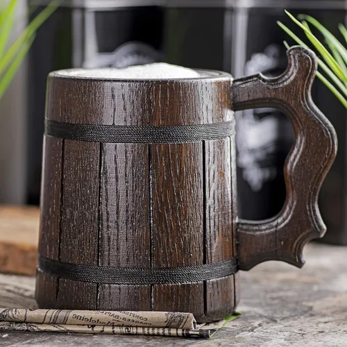 Vista 7 de Taza de cerveza de madera MHW Zinogre. Taza de cerveza MHW personalizada. Taza gamer. Carta MHW. Regalo para él. Regalo para jugadores de madera