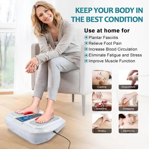 Vista 2 de Auxoliev Estimulador de pies aprobado por la FSA para neuropatía, masajeador de pies EMS con calor para aliviar el dolor, relajación muscular, 25