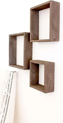 Vista 2 de BarnwoodUSA - Estantería de madera para colgar 100 % madera reciclada, Madera, cuadrado Espresso