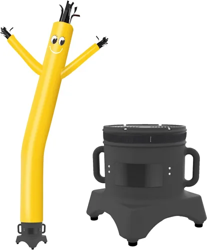 Vista 8 de MOUNTO Hombre tubo inflable de 10 pies que baila con el paso del aire para señal de tienda (naranja)