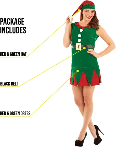 Vista 3 de Fun Shack Elf Costume Adult Women, Elf Costume for Women, Womens Elf Costume Adult, Elf Outfit for Women, Elf Costumes Women