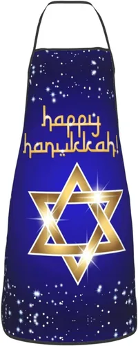 Vista 13 de Delantal de Hanukkah feliz ajustable para cocinar, babero de cocina para cocinar