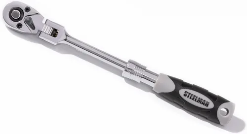 Vista 9 de Steelman Pro Trinquete de cabeza flexible extensible de accionamiento de 1/2 pulgada de 72 dientes (13.5-19 pulgadas de longitud), acero