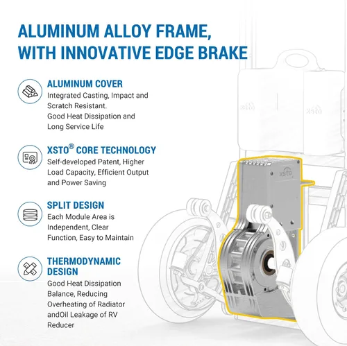 Vista 2 de Carretilla de mano eléctrica para subir escaleras con freno, carretilla de mano para subir escaleras con motor para mover, capacidad de 550 libras