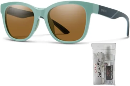 Vista 2 de Smith CaperS - Gafas de sol rectangulares para mujer + paquete con kit de cuidado de gafas de diseñador iWear